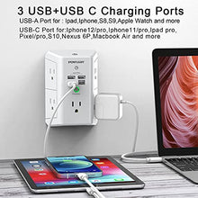 Load image into Gallery viewer, Outlet Extender with Night Light, USB Wall Charger, POWLIGHT 5-Outlet Surge Protector Power Strip with 4 USB Ports, 1680 Joules Multi Plug Outlet with Spaced Outlets for Home, Office, White
