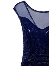 Load image into Gallery viewer, Vijiv 1920s Prom Wedding Dresses Inspired Sequins Cocktail Gatsby Flapper Dress Blue XL
