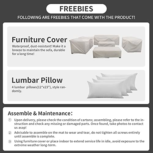 Load image into Gallery viewer, Patio Wicker Furniture Set 7 Pieces Outdoor PE Rattan Conversation Couch Sectional Chair Sofa Set with Grey Cushion
