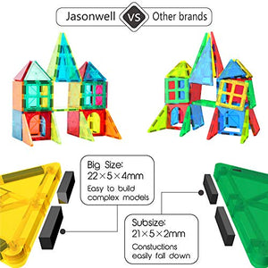 Jasonwell 65 PCS Magnetic Tiles Building Blocks Set for Boys Girls Preschool Educational Construction Kit Magnet Stacking Toys for Kids Toddlers Children 3 4 5 6 7 8 Year Old