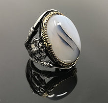 Load image into Gallery viewer, KAR Rare 925K STERLING SILVER Yemeni AGATE(Aqeeq) Large MEN&#39;S RING USA SELLER P5B (12)
