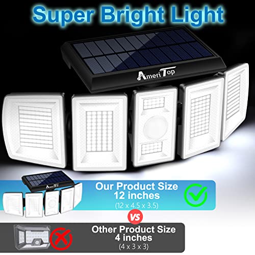 Load image into Gallery viewer, Solar Lights Outdoor – AmeriTop 300 LED 7000K Motion Sensor Lights Cordless; 5 Adjustable Heads, 360° Wide Angle Illumination, IP65 Waterproof, Security LED Flood Light for Patio Yard Garden 2 Pack