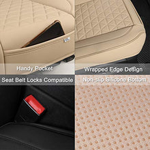 Load image into Gallery viewer, Black Panther 1 Pair Luxury PU Leather Car Seat Covers Protectors for Front Seat Bottoms,Compatible with 90% Vehicles (Sedan SUV Truck Mini Van) - Beige (21.26×20.86 Inches)
