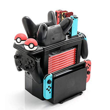 Load image into Gallery viewer, Controller Charger for Nintendo Switch, Charging Dock for Nintendo Switch 4 Joy-Cons, 4 Pro Controllers and 2 Poke Ball Plus Controllers, Storage Rack for Nintendo Switch, Holder for 8 Switch Games
