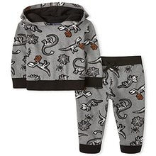 Load image into Gallery viewer, The Children&#39;s Place Baby Toddler Boy Halloween Long Sleeve Skeleton Dino Print Hoodie and Fleece Jogger Pants 2-Piece Set, H/T Hound, 9-12 Months
