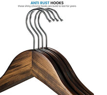Load image into Gallery viewer, High-Grade Wooden Suit Hangers 20 Pack with Non Slip Pants Bar - Smooth Finish Solid Wood Coat Hanger with 360° Swivel Hook and Precisely Cut Notches for Camisole, Jacket, Pant, Dress Clothes Hangers
