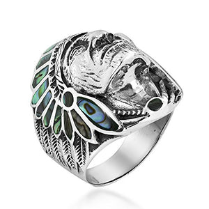 AeraVida Abalone Shell Native American Style .925 Sterling Silver Ring (10)