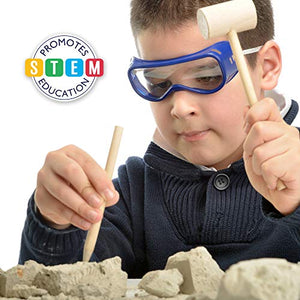 LotFancy Gem Digging Kit for Kids, Gemstone Dig Kit, Gem Mining Tool, Excavate 20pc Gemstones Including Crystal Amethyst Topaz - STEM Science Toy Gift with Storage Pouch for Boys Girls Adults
