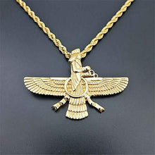 Load image into Gallery viewer, Moonnight Store New Men Hip Hop Iran Faravahar Ahura Mazda Zoroastrian Pendant Necklace Gold Color Stainless Steel Men Jewelry

