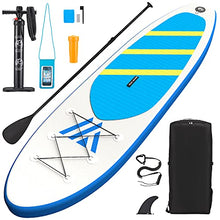 Load image into Gallery viewer, Paddle Board Inflatable Stand Up Paddleboard with SUP Accessories, Waterproof Backpack, Adjustable Paddle, Removable Fin, Non-Slip Deck, Safety Ankle Leash, Hand Pump, Standing Boat for Youth &amp; Adult
