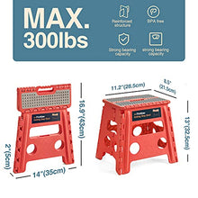 Load image into Gallery viewer, Flottian 13" Folding Step Stool for Adults and Kids Holds Up to 300 lbs ,Non-Slip Folding Stools with Handle, Compact Plastic Foldable Step Stool for Bathroom,Bedroom, Kitchen Coral
