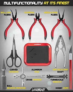 RC Car Tool Kit - Screwdriver Set (Flat, Phillips, Hex), Pliers, Wrench, Body Reamer, Stand, Repair Tools for Quadcopter Drone Helicopter Airplane, Accessories Compatible with Traxxas R C Cars – 25pcs