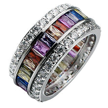 Load image into Gallery viewer, Hermosa Womens Rings Multicolor Cubic Zirconia Rainbow Ring Created-Gemstone Silver Ring Sizes 6 to 12 (7)
