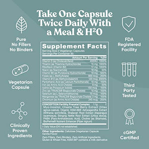 Conception Fertility Prenatal Vitamins – Regulate Your Cycle, Balance Hormones, Aid Ovulation – Myo-Inositol, Vitex, Folate Folic Acid Pills – 60 Vegetarian Soft Capsules