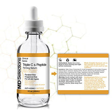 Load image into Gallery viewer, MD Selections Triple C &amp; Peptide Firming Serum for Face, 1 oz | Anti Aging &amp; Anti Wrinkle | Rejuvenating | Skin Moisturizing &amp; Brightening | Boosts Collagen | 3 Forms of Vitamin C
