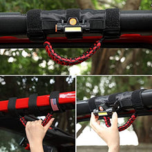 Load image into Gallery viewer, Upgrade Roll Bar Grab Handles with Dome Light for Jeep Gladiator Accessories, Cartaoo Premium Paracord Grips Fit 2.0-4.0 Inch Rods CJ YJ TJ JK JL &amp; Gladiator JT 1945-2021 (Red 2pcs)
