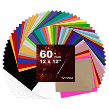 Load image into Gallery viewer, YRYM HTV Heat Transfer Vinyl Bundle：60 Pack 12" x 12" Iron on Vinyl with 35 Popular Colors HTV Vinyl Bundle Easy Cut and Weeding Suitable for Cricut, Silhouette Cameo or Heat Press Machine
