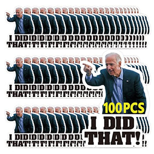 100 Pcs I Did That Biden Stickers, Joe Biden Stickers Funny I Did That - Pointed to Your Left,Biden Humor Decals Car Bumper Reflective Waterproof Stickers for Gas Pump Motorcycle Helmet Laptop Window