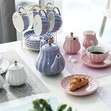 Load image into Gallery viewer, Sweejar hualisi Porcelain Sets British Royal Series, 8 OZ Cups&amp; Saucer Service for 6, with Teapot Sugar Bowl Cream Pitcher Teaspoons Strainer for Tea/Coff, 22 Piece
