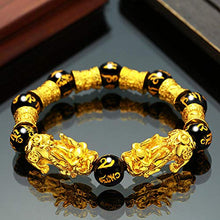 Load image into Gallery viewer, Feng Shui Black Obsidian Wealth Bracelet，Vietnamese Sagin Pixiu Character for Protection Can Bring Luck and Prosperity，Suitable for Any Occasion,Unisex(Single Pixiu A)
