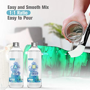 16oz Crystal Clear Epoxy Resin Kit Casting and Coating for River Table Tops, Art Casting Resin,Jewelry Projects, DIY,Tumbler Crafts, Molds, Art Painting, Easy Mix 1:1 Ratio