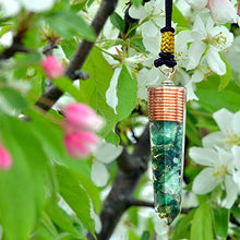 Load image into Gallery viewer, Green Jade Copper Pencil Pendant Point - Jade Pendant - Orgone Pendant with Green Jade - Orgonite Emf Protection Necklace with Adjustable Cord - By Orgonite Crystal
