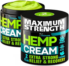 Load image into Gallery viewer, (2 Pack) Hemp Cream for Joint, Back, Knees, Neck, Elbows - Made in The USA - High Strength Hemp Oil Extract with Msm, Arnica, Turmeric, 4 oz Total
