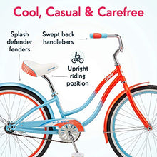Load image into Gallery viewer, Kulana Lakona Shore Youth Beach Cruiser Bike, 24-Inch Wheels, Single Speed, Blue/Coral (R1751AZ)
