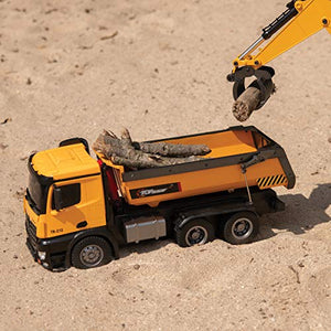 Top Race Remote Control Construction Dump Truck, RC Dump Truck Toy, Construction Toys Vehicle, RC Truck Toys, Heavy Duty Metal and Plastic Construction Truck 1:14 Scale, 7 LBS Load Capacity TR-212