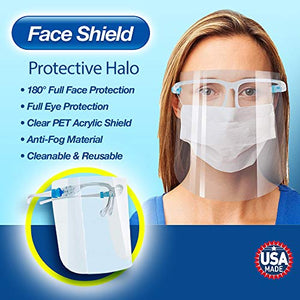ArtToFrames Protective Face Shield 3 Pack, Made in The USA, Fully Transparent Face and Eye Protection from Droplets and Saliva with Reusable Glasses and Replaceable Shield, Anti-Fog