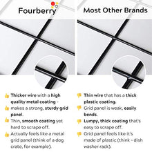 Load image into Gallery viewer, Fourberry Wire Wall Grid Panel - Large - 2 Pack (25.6 x 17.7 in) Black - Includes 20 Black Metal Clips, 5 S Hooks, 6 Wall Hooks - Modern Bulletin Board - Office Organizer Photo Display - Vision Board
