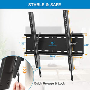 Tilting TV Wall Mount Bracket Low Profile for Most 23-55 Inch LED, LCD, OLED, Plasma Flat Screen TVs with VESA 400x400mm Weight up to 115lbs by PERLESMITH, Black