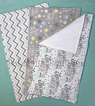 Load image into Gallery viewer, Gray Burp Cloth Set, 3 Baby Burp Cloths, Cotton Burp Cloths, Flannel Burp Cloths, Gender Neutral Burp Cloths, Trendy Burp Cloths, Baby Shower Gift, Baby Gift, Layette Burp Cloths
