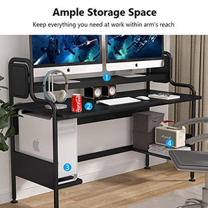 Tribesigns Computer Desk with Hutch, 55-Inch Large Gaming Desk with Storage Shelves, Studio Workstation Desk Studying Writing Table for Home Office