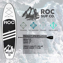 Load image into Gallery viewer, Roc Inflatable Stand Up Paddle Board with Premium sup Accessories &amp; Backpack, Non-Slip Deck, Waterproof Bag, Leash, Paddle and Hand Pump. (Black)
