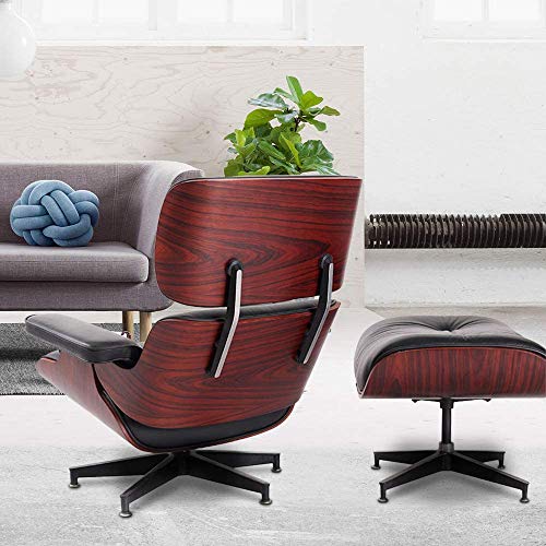 Load image into Gallery viewer, Mid Century Lounge Chair and Ottoman, Expanded Size Classic Modern Chair, Top Grain Leather Palisander Wood, Heavy Duty Base Support for Living Room, Study, Lounge, Office