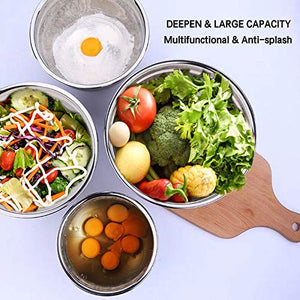 Mixing Bowls with Airtight Lids，6 piece Stainless Steel Metal Nesting Storage Bowls by Umite Chef, Non-Slip Bottoms Size 7, 3.5, 2.5, 2.0,1.5, 1QT, Great for Mixing & Serving(Black)