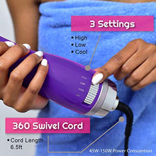 Load image into Gallery viewer, Le Angelique Brush N Blo - One Step Hair Straightening Blow Dryer Brush for Easy &amp; Quick Curly Hair Styling | 1000W Hot/Cold Air Straightener | No-Frizz Tourmaline Tech Detangles &amp; Boost Shine -Purple
