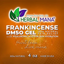 Load image into Gallery viewer, Frankincense DMSO Gel with Hyaluronic Acid | 99.995% Pure Pharma Grade DMSO, Organic Aloe Vera | Natural Pain Relief for Arthritis, Joint, Back, Hand, Feet, Knee &amp; Neck + Anti-Inflammatory (4 oz)
