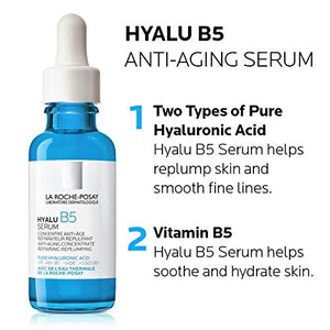 La Roche-Posay Hyalu B5 Pure Hyaluronic Acid Serum for Face, with Vitamin B5. Anti-Aging Serum Concentrate for Fine Lines. Hydrating, Repairing, Replumping. Suitable for Sensitive Skin, 1 Fl Oz