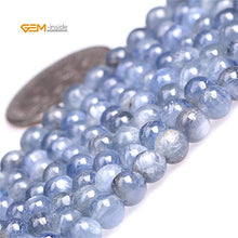 Load image into Gallery viewer, GEM-Inside Natural 4mm Blue Kyanite Gemstone Round Smooth Loose Beads Crystal Energy Stone Power for Jewelry Making 15&quot;
