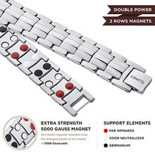 Load image into Gallery viewer, IONICO Magnetic Bracelet for Men and Women | Stress &amp; Pain Healing Product | Alternative Blood Pressure and Circulation Medicine | Balance Therapy for Wellness and Strength (Silver)
