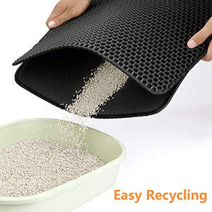 Polarduck Cat Litter Mat, 20" X 16", Cat Litter Trapping Mat, Honeycomb Double Layer Design, Urine and Water Proof Material, Scatter Control, Special Side Handles Design Easier to Clean,Washable