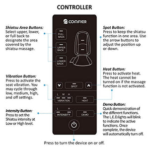 Comfier Shiatsu Back Massager with Heat -Deep Tissue Kneading Massage Seat Cushion, Massage Chair Pad for Full Back, Electric Body Massager for Home or Office Chair use
