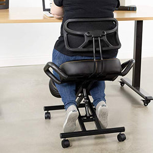 DRAGONN (by VIVO) Ergonomic Kneeling Chair with Back Support, Adjustable Stool for Home and Office - Improve Your Posture with an Angled Seat - Thick Comfortable Cushions (Black)