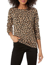 Load image into Gallery viewer, Amazon Essentials Women's Long-Sleeve Lightweight Crewneck Sweater (Available in Plus Size), Camel Heather, Animal Print, Medium
