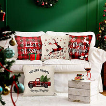 Load image into Gallery viewer, Bieyaaso Christmas Pillow Covers 18x18 Set of 4 for Home Decor Christmas Buffalo Plaid Retro Truck Throw Pillow Cases Cushion Decor Winter Holiday Christmas Farmhouse Decor Pillows Throw Pillow Cover
