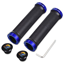 Load image into Gallery viewer, TOPCABIN Double Lock on Locking Bicycle Handlebar Grips Cycle Bicycle Mountain Bike BMX Floding (a Pair) Blue Gold Red (Blue (a Pair))
