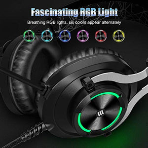 EKSA PS4 Gaming Headset PS4 Headset with Noise Cancelling Mic & RGB Light - Gaming Headphones for PC, Laptop, Xbox One Controller (Adapter Not Included), PS4, Nintendo Switch - 3.5mm Cable