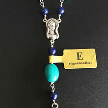 Load image into Gallery viewer, Travel Rosary Cross Turquoise Lapis Lazuli Beads Beads Catholic Necklace
